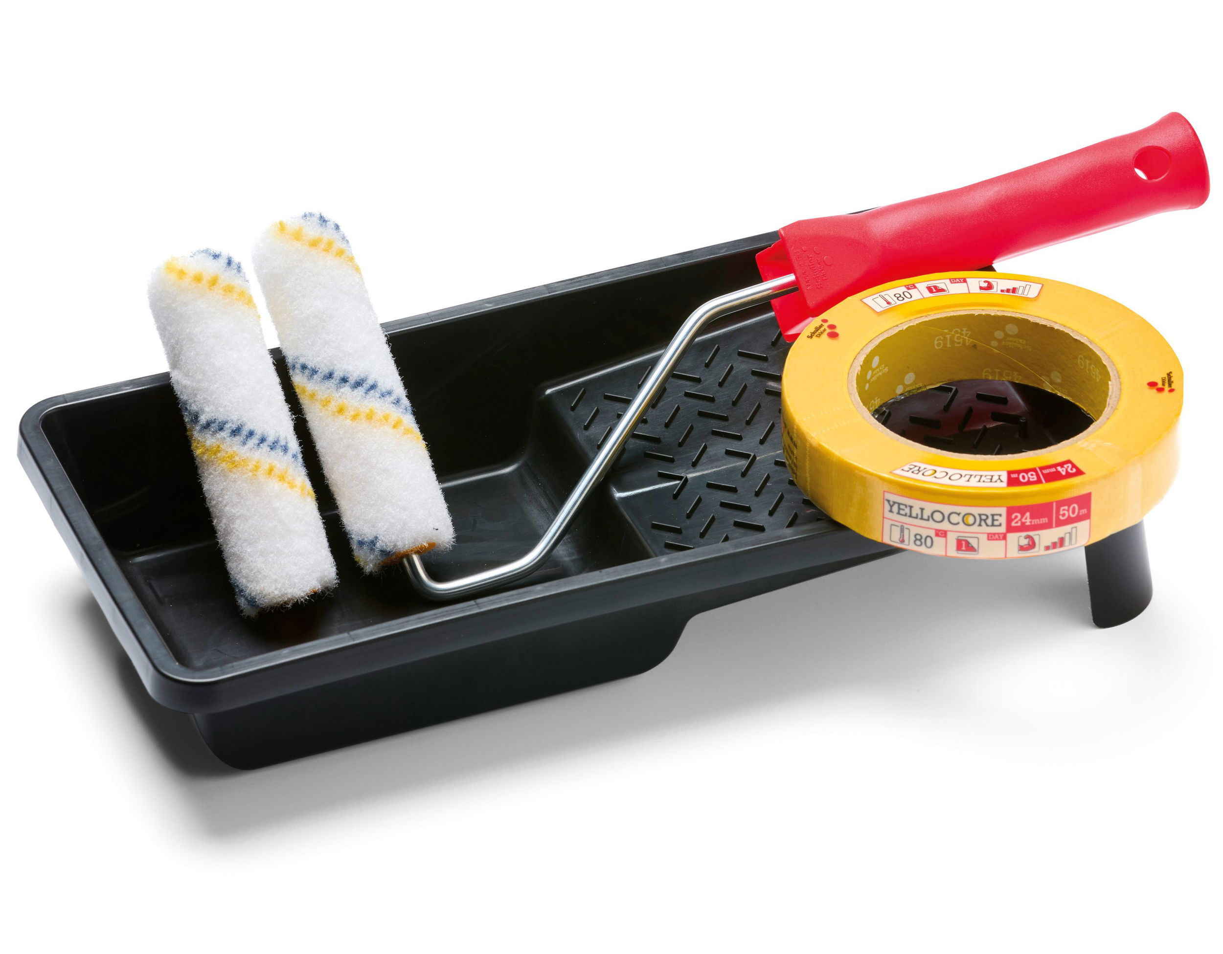 Schuller PAINTLINE HK YELLO SET fűtőtest henger szett (2 db 10 cm-es henger + nyél + festőszalag + festékedény) termék fő termékképe